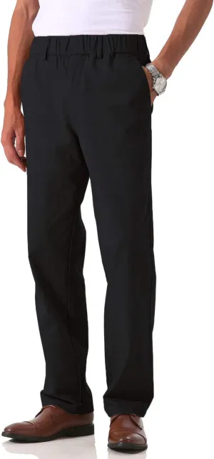 Soojun Men's Cotton Relaxed Fit Full Elastic Waist Twill Pants