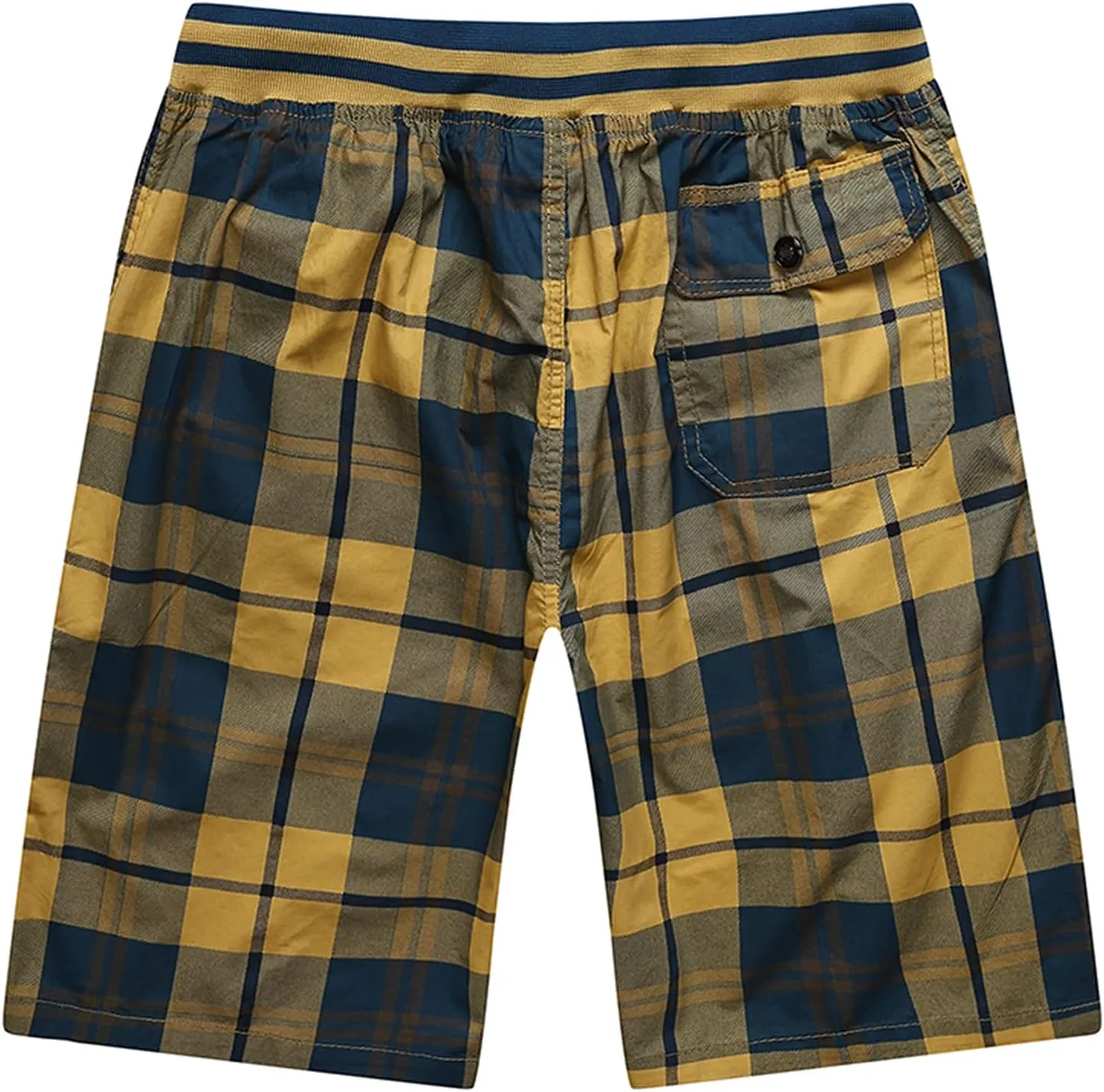 Summer Lounge Shorts for Mens Cotton Plaid Home Shorts Breathable Beach Shorts Plus Size Everyday Shorts