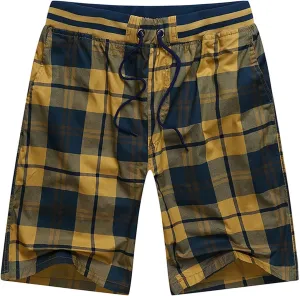 Summer Lounge Shorts for Mens Cotton Plaid Home Shorts Breathable Beach Shorts Plus Size Everyday Shorts