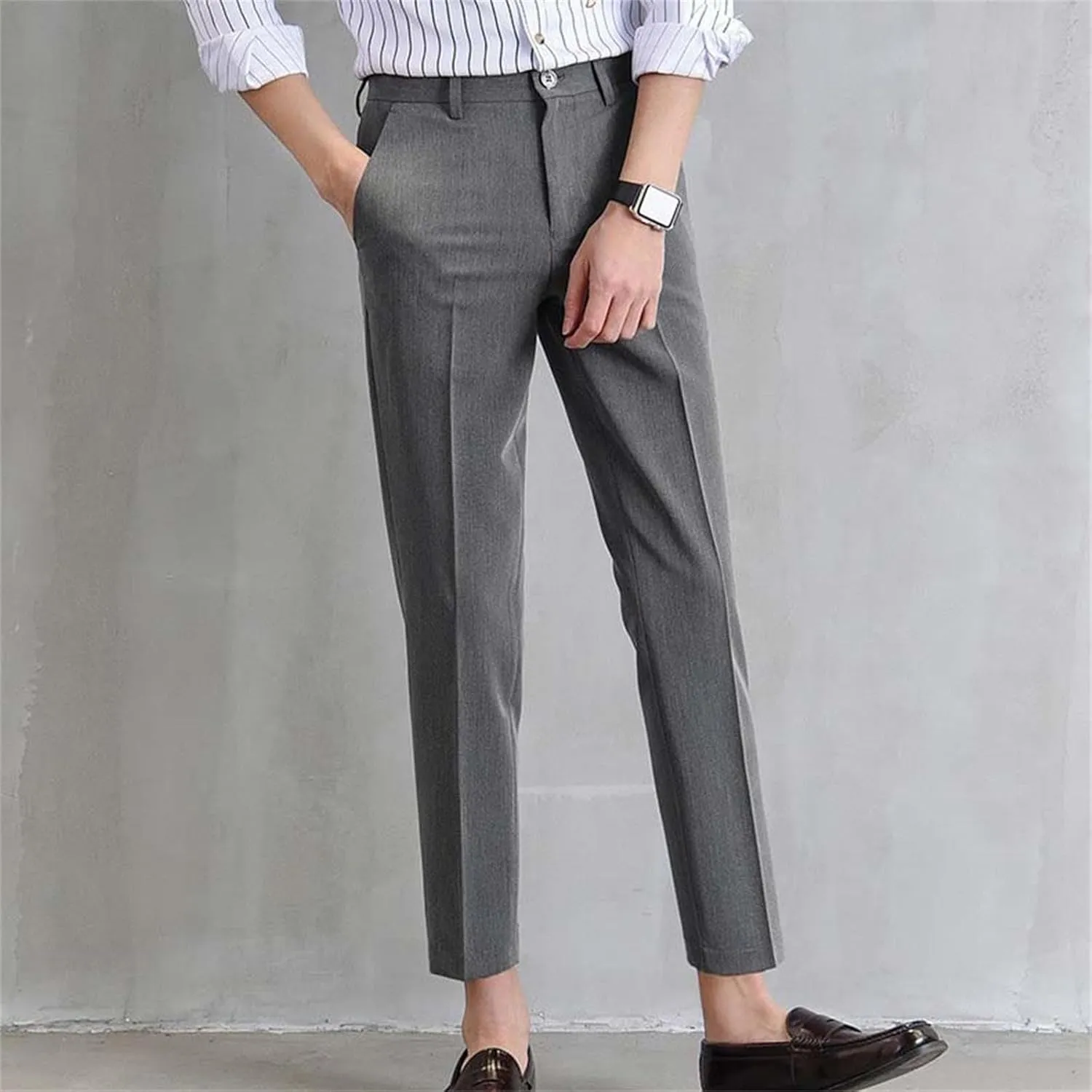 Summer Slim Fit Small Foot Casual Business Cropped Suit Pants Foam