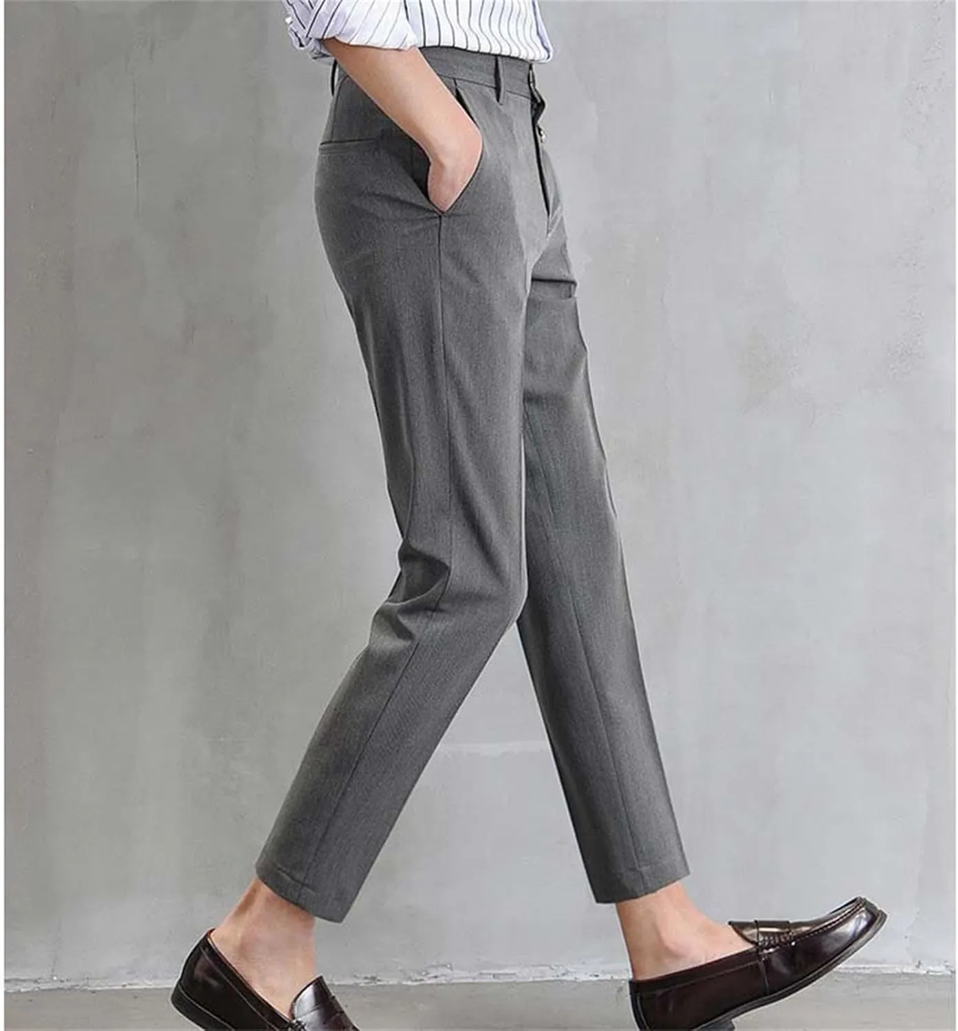 Summer Slim Fit Small Foot Casual Business Cropped Suit Pants Foam