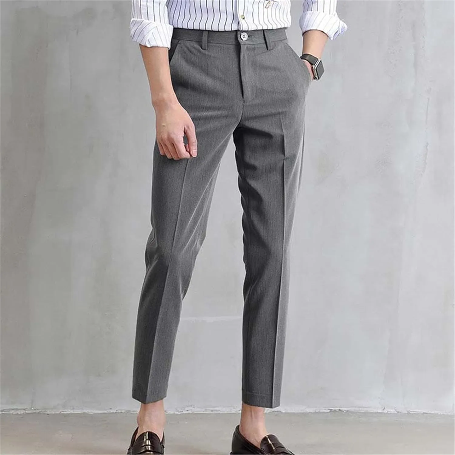 Summer Slim Fit Small Foot Casual Business Cropped Suit Pants Foam