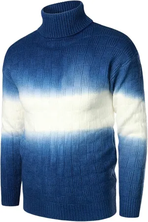 Sweaters for Men Men's Gradient Turtleneck Sweaters Long Sleeve Slim Fit Ribbed Knit Wool Thermal Pullover Sweater Top
