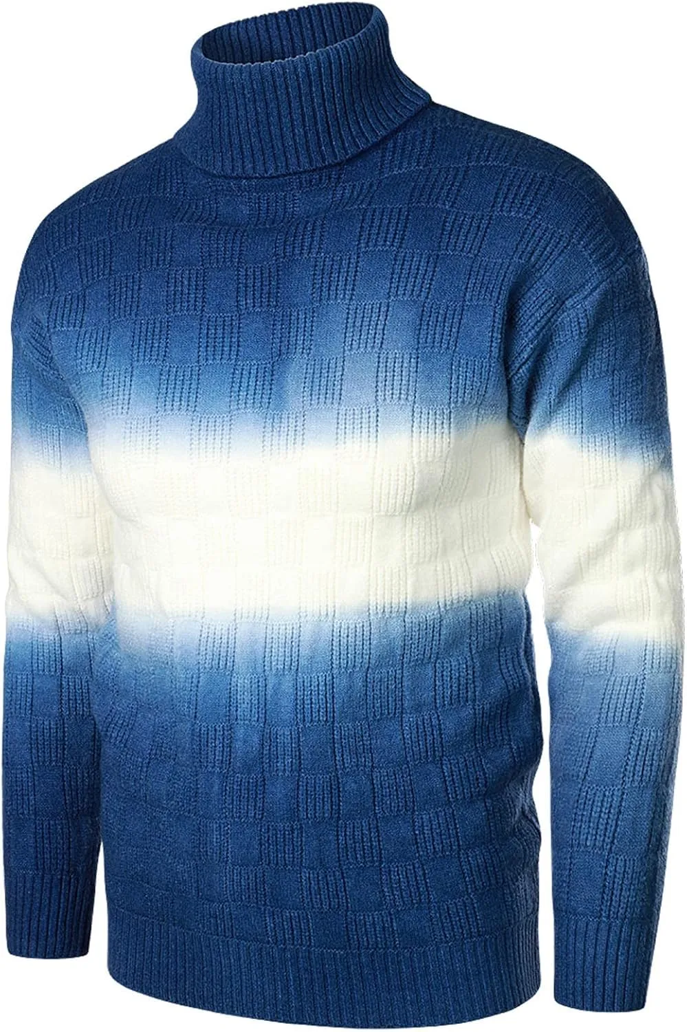 Sweaters for Men Men's Gradient Turtleneck Sweaters Long Sleeve Slim Fit Ribbed Knit Wool Thermal Pullover Sweater Top