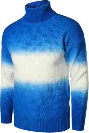Sweaters for Men Men's Gradient Turtleneck Sweaters Long Sleeve Slim Fit Ribbed Knit Wool Thermal Pullover Sweater Top