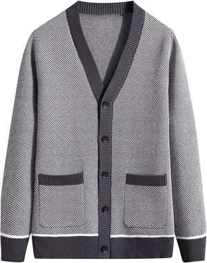 Sweaters for Men Men's Shawl Collar Button Down Cadigan Long Sleeve Sweaters with 2 Front Pockets