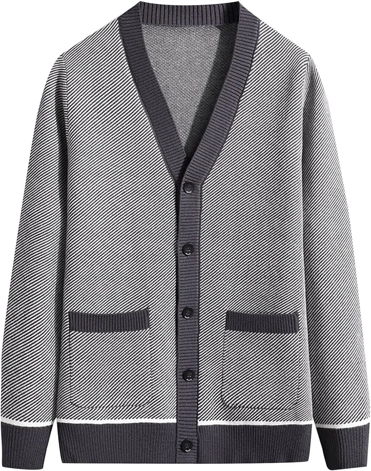 Sweaters for Men Men's Shawl Collar Button Down Cadigan Long Sleeve Sweaters with 2 Front Pockets