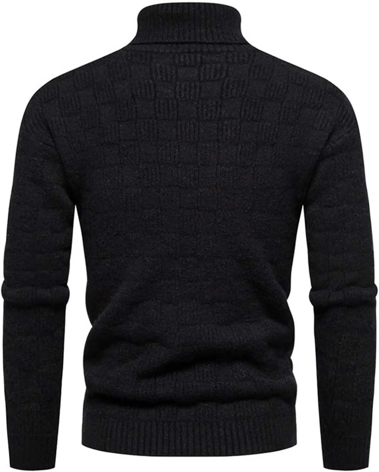 Sweaters for Men Men's Solid Plaid Long Sleeve Slim Fit Turtleneck Sweater Casual Knitted Twisted Pullover Sweaters