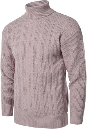 Sweaters for Men Men's Solid Turtleneck Sweaters Long Sleeve Slim Fit Ribbed Knit Wool Thermal Pullover Sweatshirts