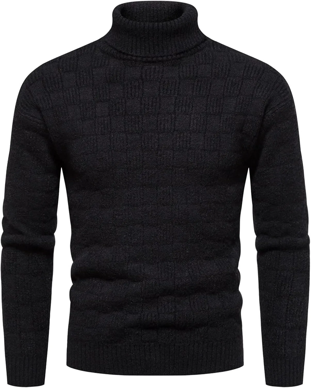Sweaters for Men Men's Solid Turtleneck Sweaters Long Sleeve Slim Ribbed Knit Wool Thermal Pullover Sweater Cardigan