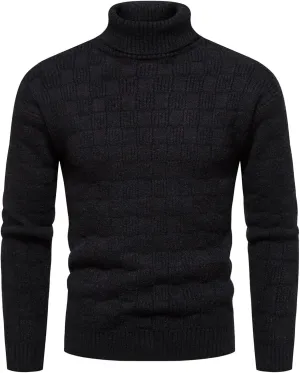 Sweaters for Men Men's Solid Turtleneck Sweaters Long Sleeve Slim Ribbed Knit Wool Thermal Pullover Sweater Cardigan
