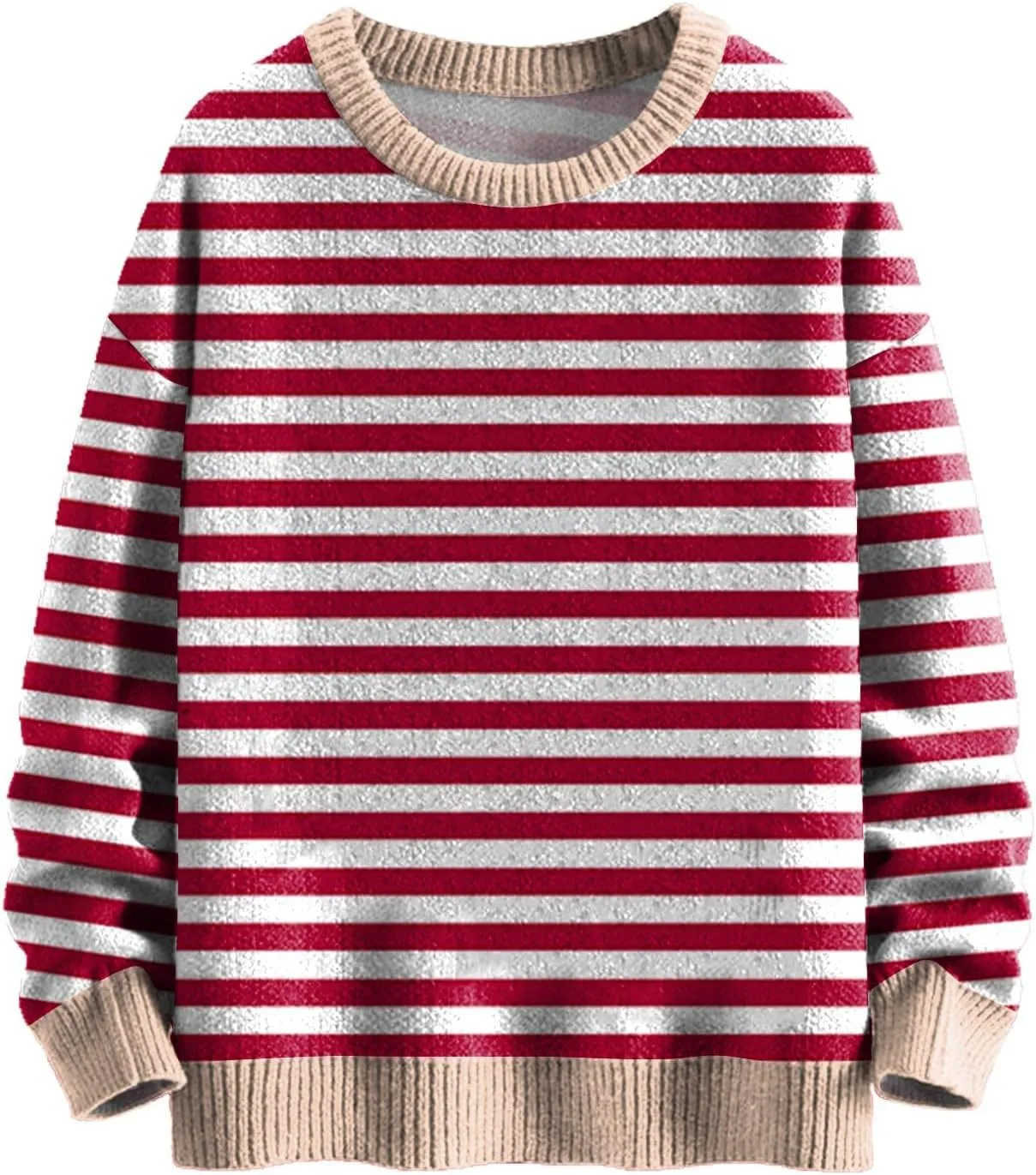 Sweaters for Women Crewneck Sweater Striped Shirt Long Sleeve Pullover Sweatshirt Knit Cardigan Fall Casual Top