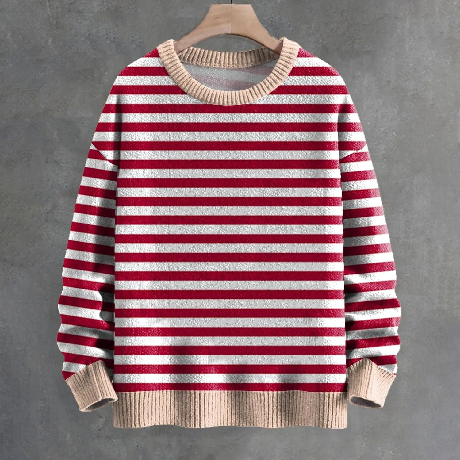 Sweaters for Women Crewneck Sweater Striped Shirt Long Sleeve Pullover Sweatshirt Knit Cardigan Fall Casual Top