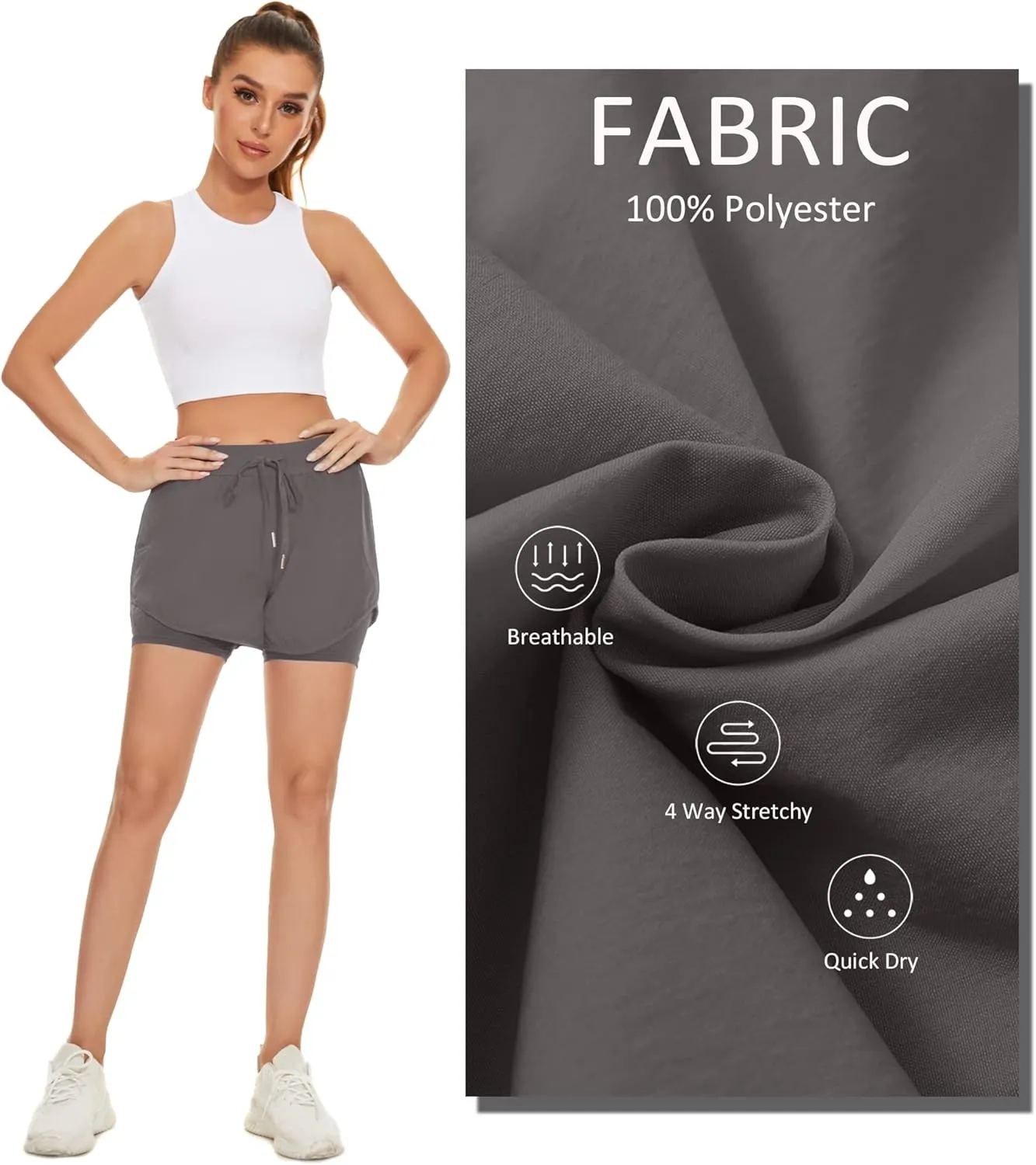 Taydey Women's Quick-Dry Running Workout Sports Shorts