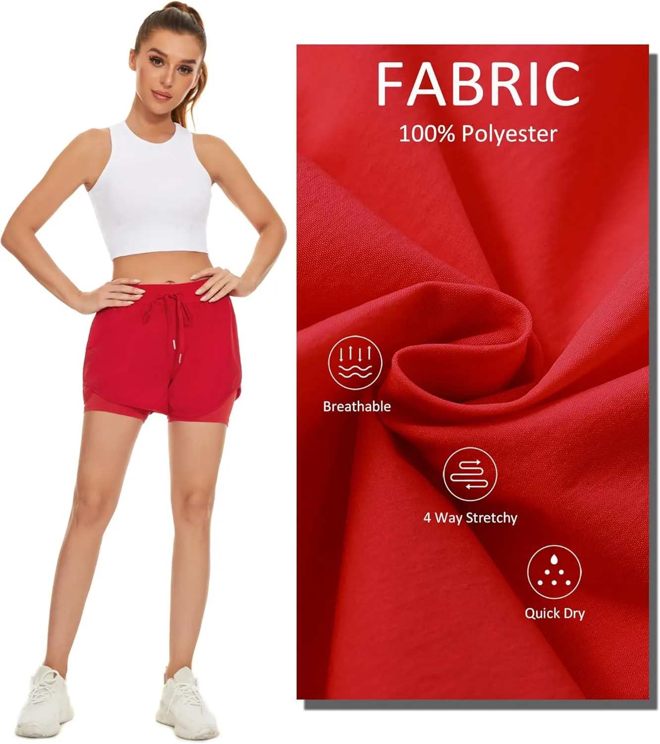 Taydey Women's Quick-Dry Running Workout Sports Shorts