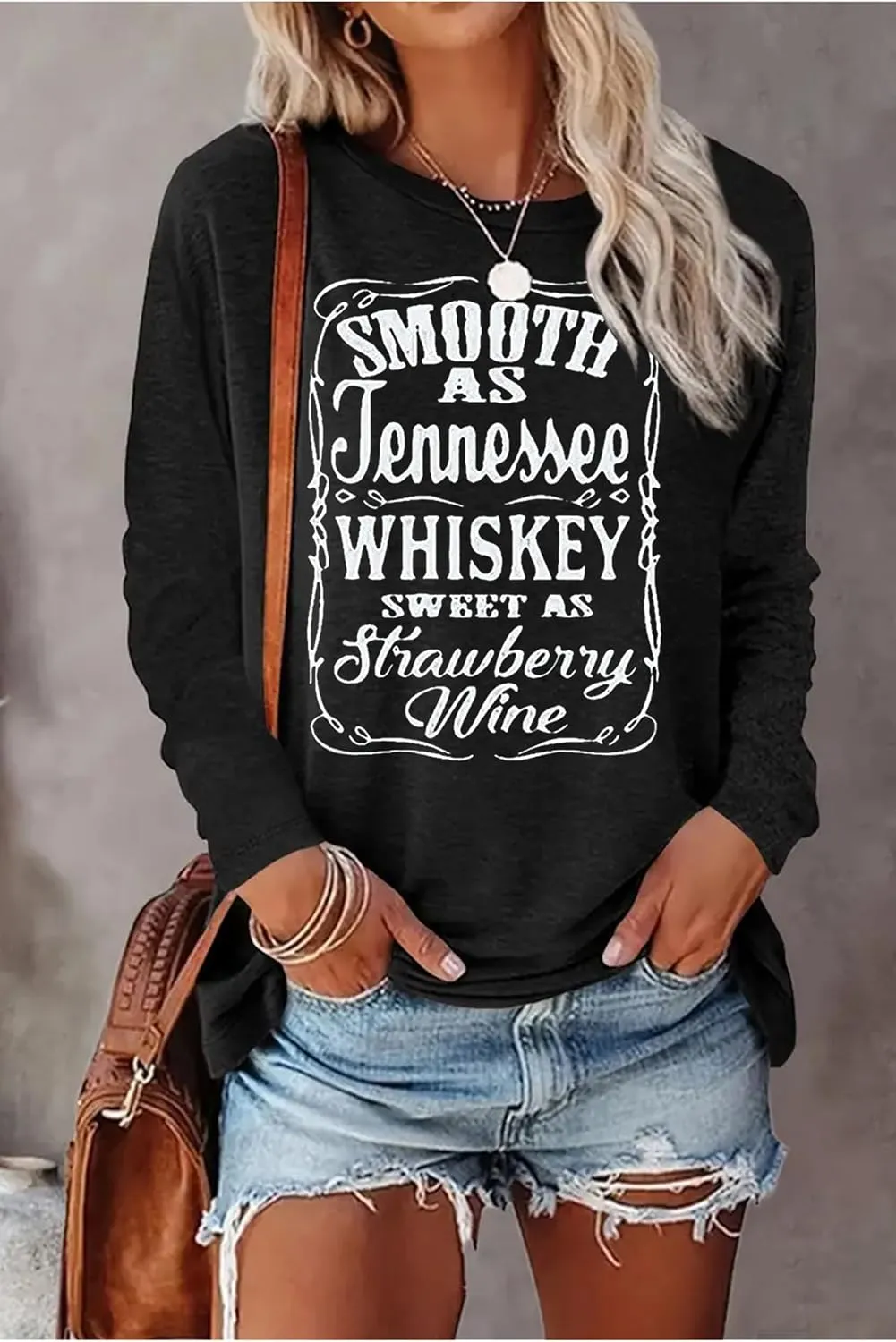 Tennessee Whiskey Shirt Cowgirls Western Graphic Tshirt Women Nashville Long Sleeve Tees Country Concert Top