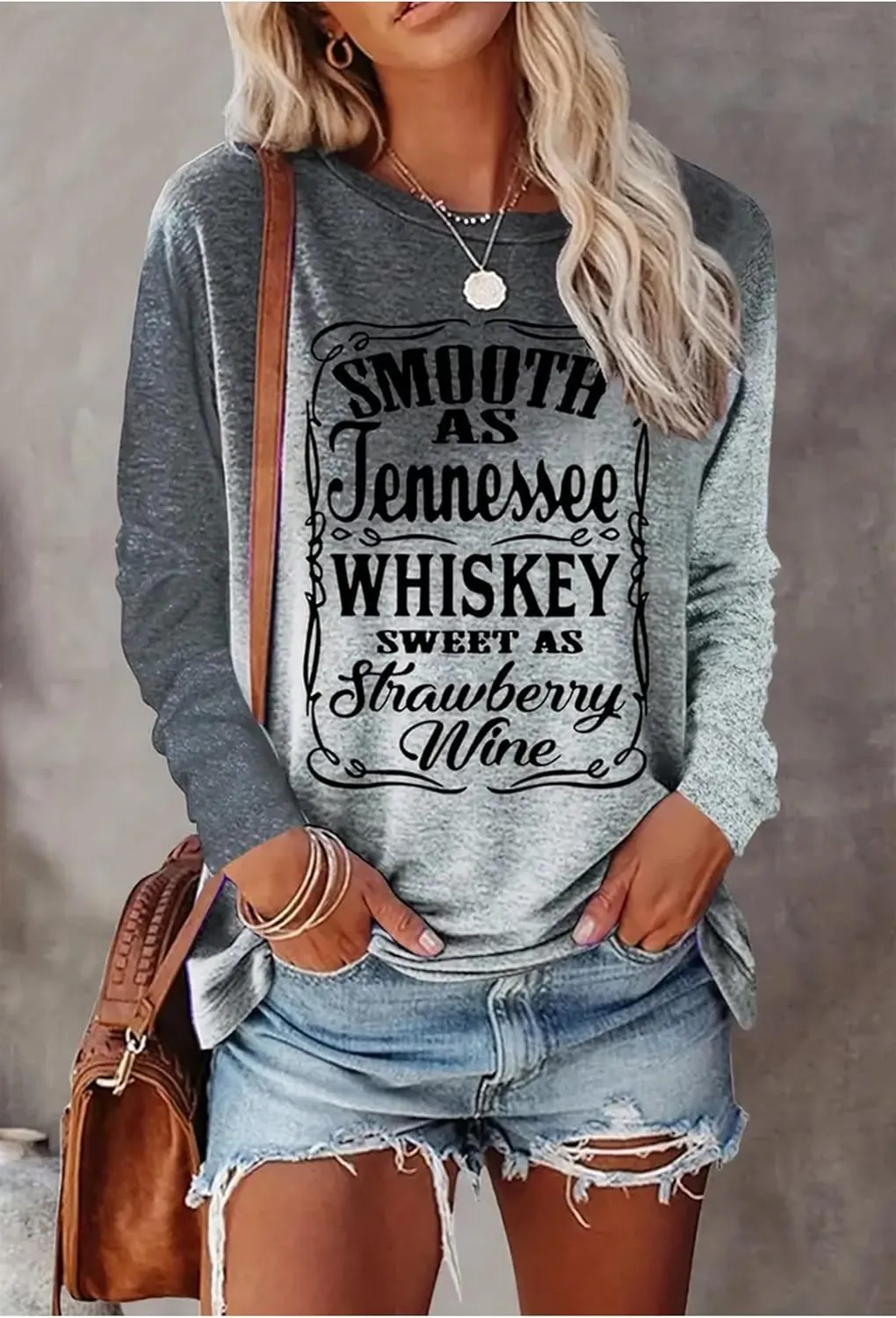 Tennessee Whiskey Shirt Cowgirls Western Graphic Tshirt Women Nashville Long Sleeve Tees Country Concert Top