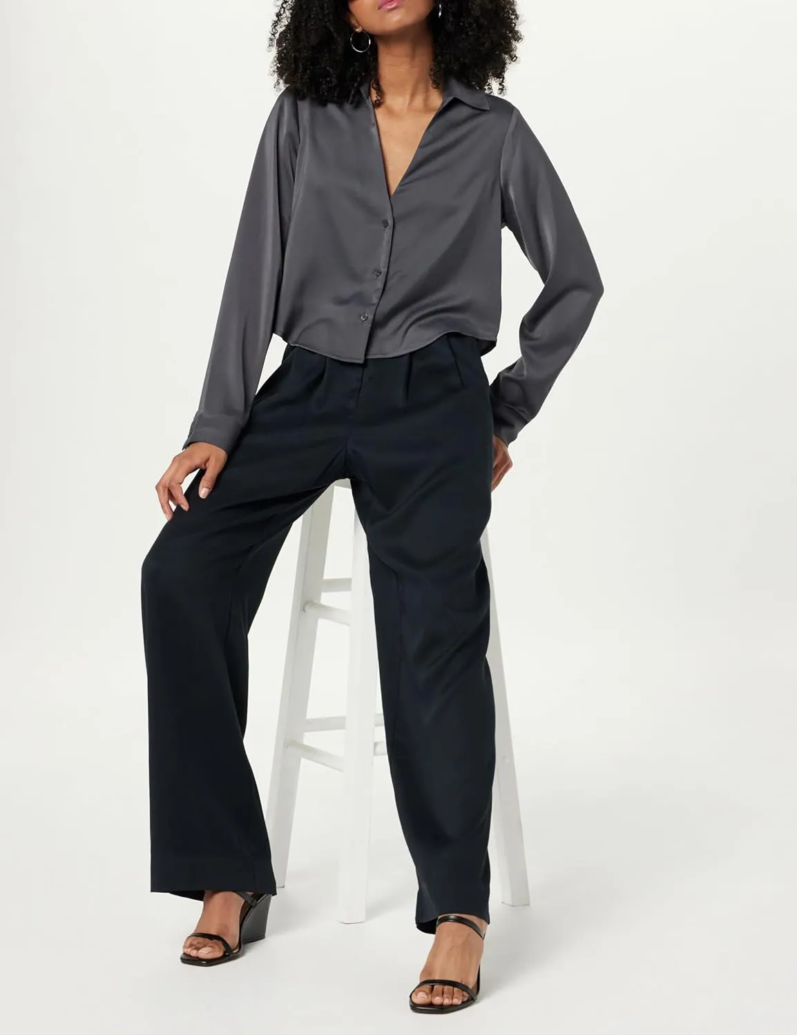 The Drop Women's Amalia Relaxed Pleated Trousers