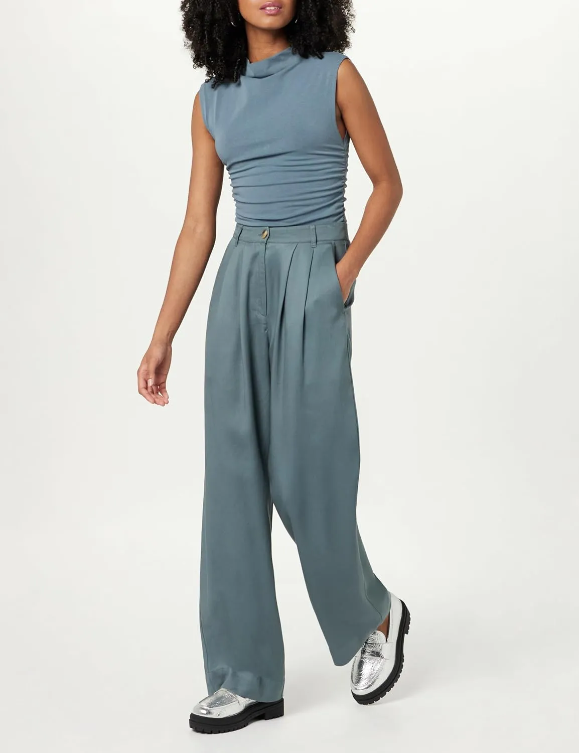 The Drop Women's Amalia Relaxed Pleated Trousers