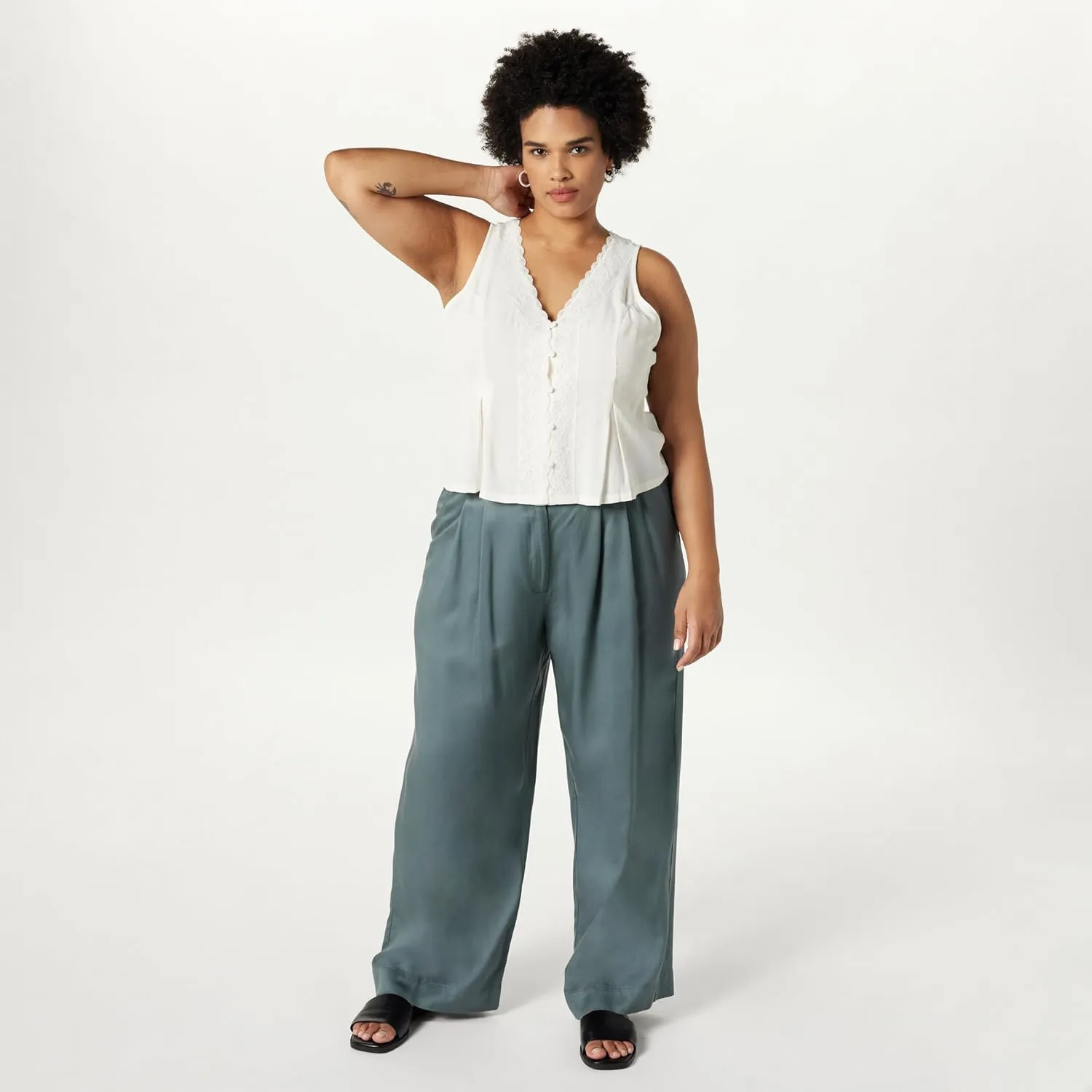 The Drop Women's Amalia Relaxed Pleated Trousers