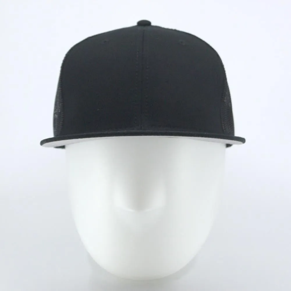 The Vintage Year Plain Cotton Twill Flat Brim Mesh Adjustable Snapback Trucker Baseball Cap
