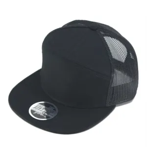 The Vintage Year Plain Cotton Twill Flat Brim Mesh Adjustable Snapback Trucker Baseball Cap