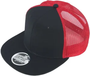 The Vintage Year Plain Cotton Twill Flat Brim Mesh Adjustable Snapback Trucker Baseball Cap