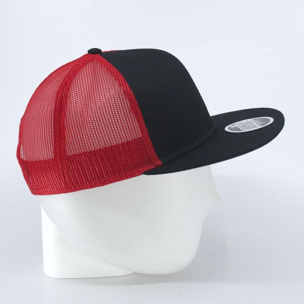 The Vintage Year Plain Cotton Twill Flat Brim Mesh Adjustable Snapback Trucker Baseball Cap