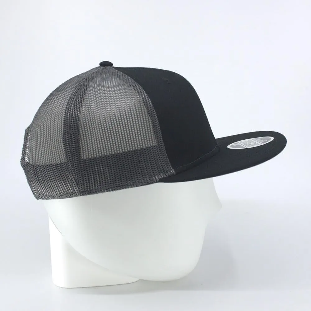 The Vintage Year Plain Cotton Twill Flat Brim Mesh Adjustable Snapback Trucker Baseball Cap