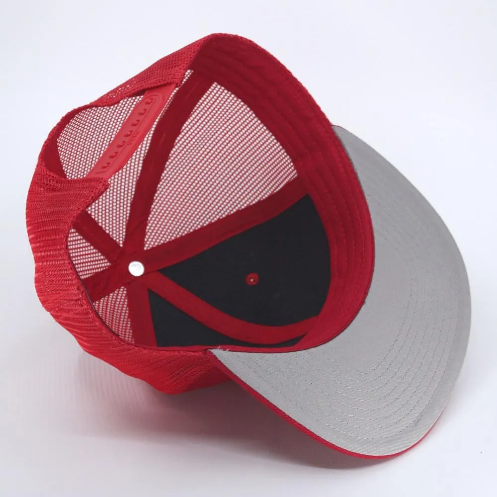 The Vintage Year Plain Cotton Twill Flat Brim Mesh Adjustable Snapback Trucker Baseball Cap