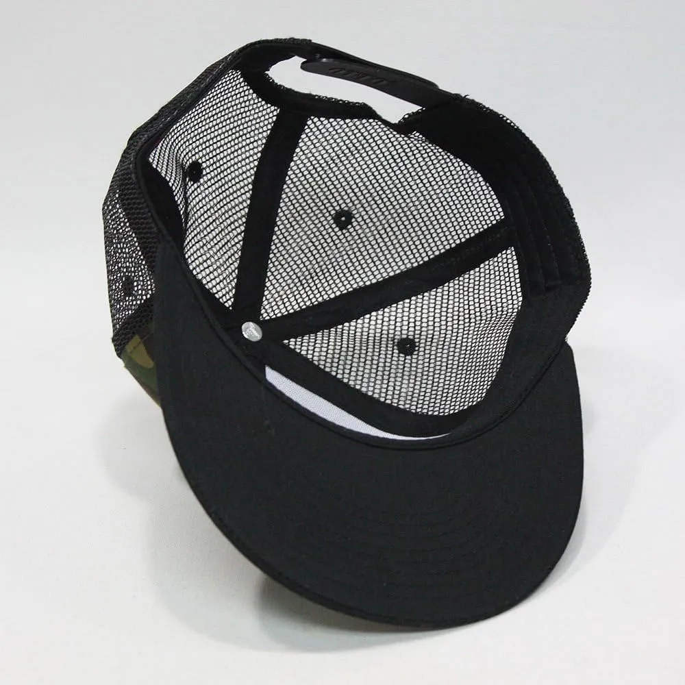The Vintage Year Plain Cotton Twill Flat Brim Mesh Adjustable Snapback Trucker Baseball Cap