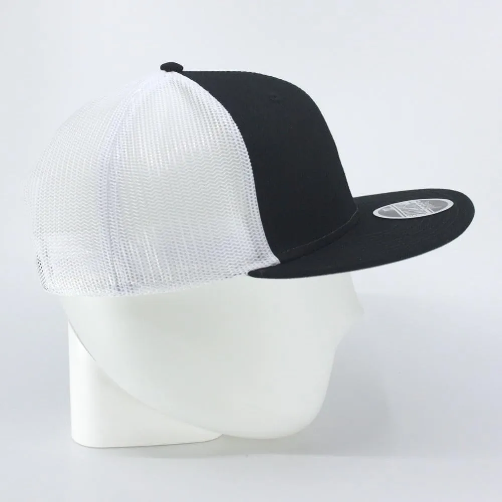 The Vintage Year Plain Cotton Twill Flat Brim Mesh Adjustable Snapback Trucker Baseball Cap