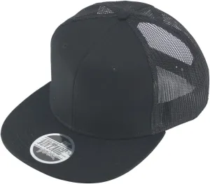 The Vintage Year Plain Cotton Twill Flat Brim Mesh Adjustable Snapback Trucker Baseball Cap