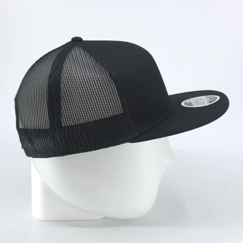 The Vintage Year Plain Cotton Twill Flat Brim Mesh Adjustable Snapback Trucker Baseball Cap