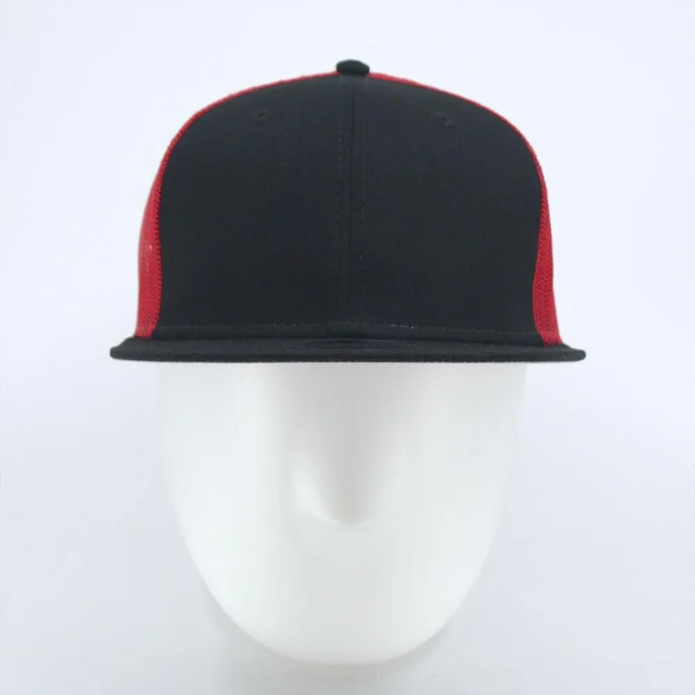 The Vintage Year Plain Cotton Twill Flat Brim Mesh Adjustable Snapback Trucker Baseball Cap
