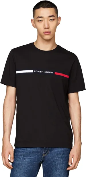 Tommy Hilfiger Men's Short Sleeve Cotton Graphic T-Shirts with Signature Stripe Logo, Also Available in Big & Tall