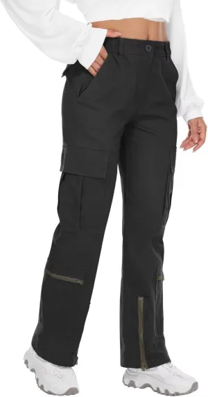 TRGPSG Womens Cargo Pants, Y2K Casual Pants Parachute Pants Relaxed Fit Streetwear with Multiple Pockets