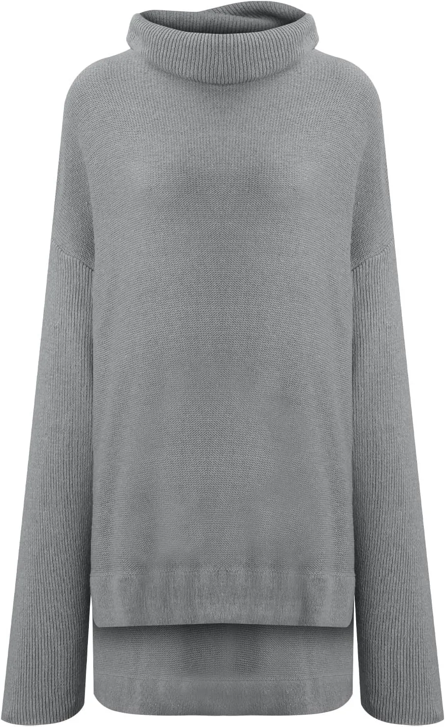 tuduoms Turtleneck Sweater Women Ladies Oversized Long Sleeve Irregular Hem Winter Pullover Knit Tops Long Sweater Dress