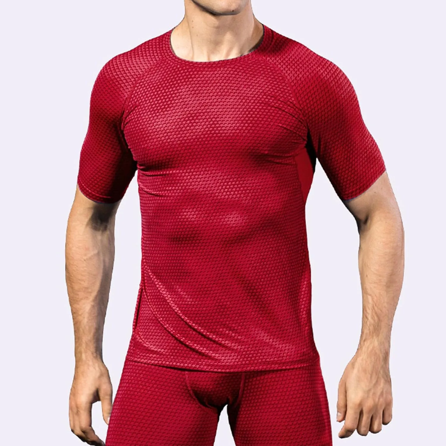 Uillui Mens Compression Shirts Sports Training Short Sleeve Tee Gym Workout Muscle T-Shirts Slimming Body Shaper Undershirts