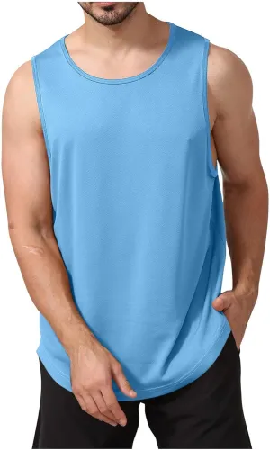 Uillui Mens Workout Tank Tops Quick Dry Running Shirts Sleeveless Mesh Muscle Gym Shirts Athletic Training Sports ​Tank Tops