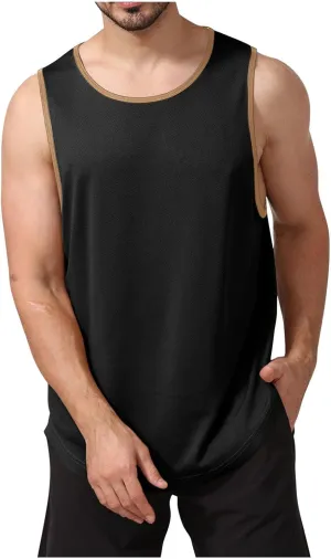 Uillui Mens Workout Tank Tops Quick Dry Running Shirts Sleeveless Mesh Muscle Gym Shirts Athletic Training Sports ​Tank Tops