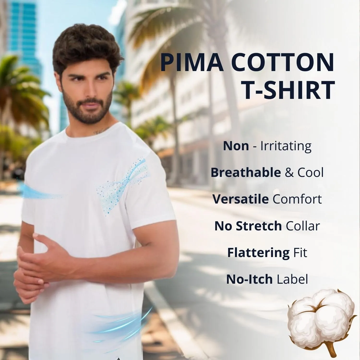 Ultra-Soft Pima Cotton Tshirt Men | Relaxed Fit Casual T Shirts for Man | Crew Neck & Short Sleeve | Premium T Shirts for Men