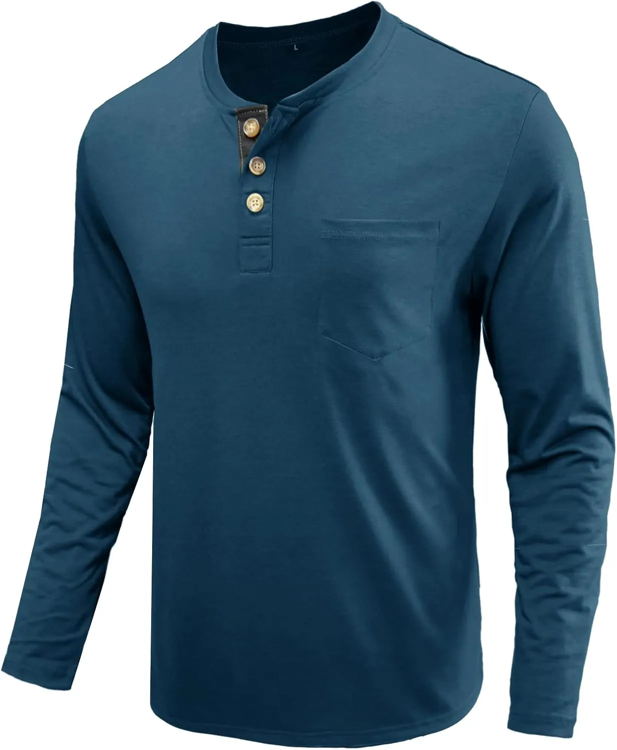 Uposiut Mens Henley Shirts Long/Short Sleeve T Shirt Fashion Casual Basic Plain Cotton Tee Shirts