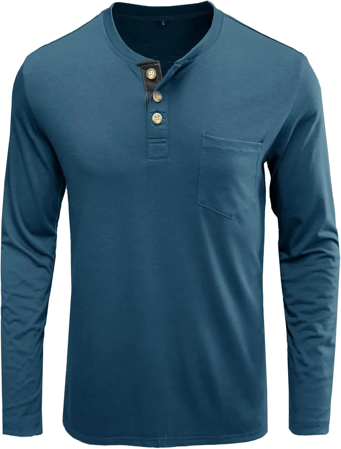 Uposiut Mens Henley Shirts Long/Short Sleeve T Shirt Fashion Casual Basic Plain Cotton Tee Shirts