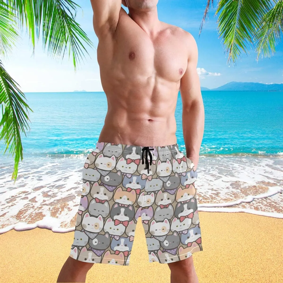 visesunny Men's Novelty Beach Shorts Quick Dry Swimwear Sports Running Swim Board Shorts