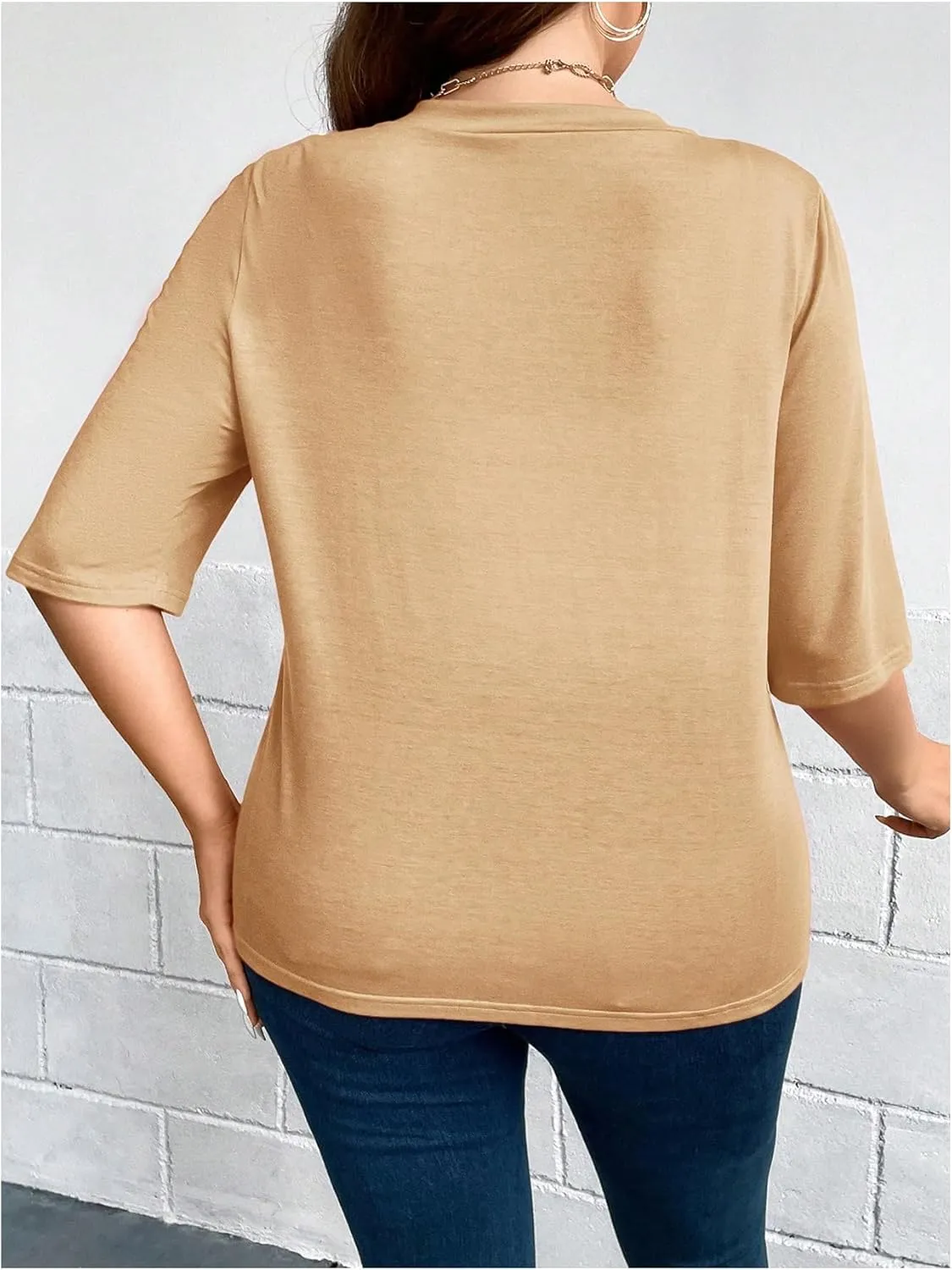 WDIRARA Women's Plus Size Lightweight Open Front Cardigan Casual Half Sleeve Kimono Cardigans