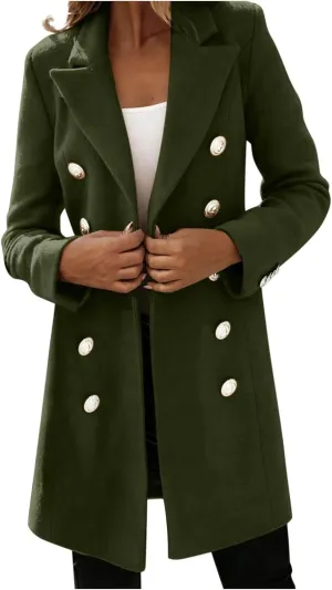 Woman Wool Elegant Blend Coat Slim Female Long Coat Outerwear Jacket Wool Blend Overcoat Women Womens Coat