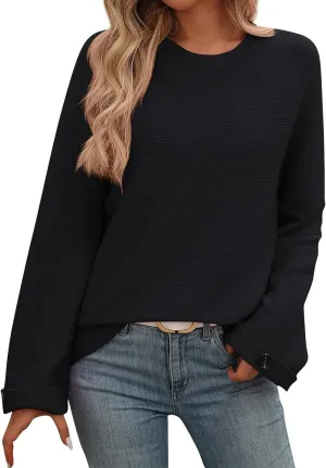 Women Knitted Sweater Chunky Y2k Drop Shoulder Pullover Cute Warm Jumper Crochet Fall Winter Knitted Outfits