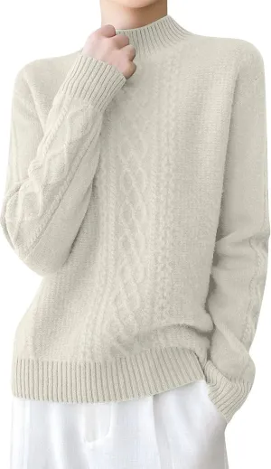 Women's 2024 Fall Mock Neck Long Sleeve Y2k Sweater Ribbed Knit Oversized Drop Shoulder Pullover Top Plus Size