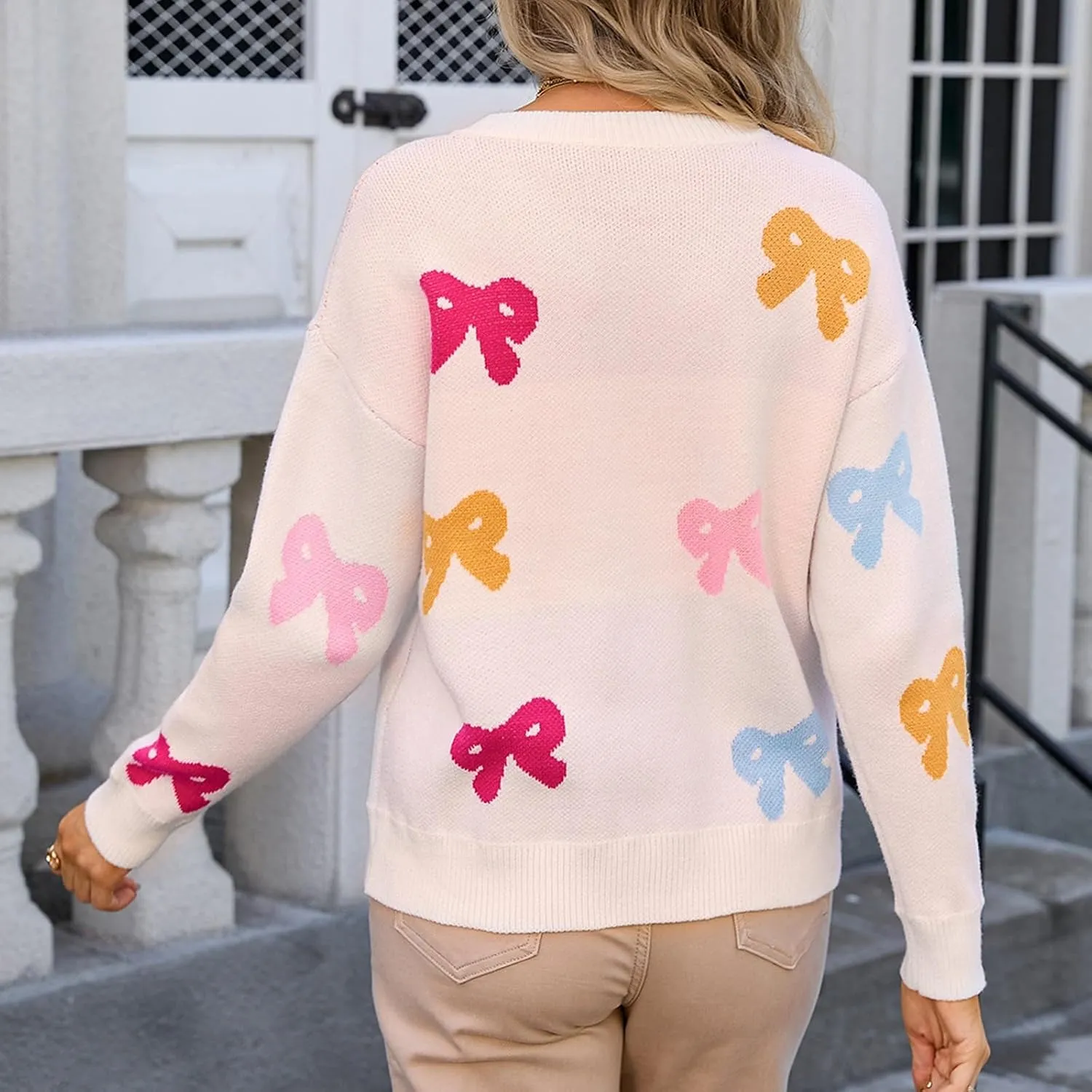 Women's 2024 Fall Winter Striped Color Block Sweater Long Sleeve Crew Neck Casual Knit Pullover Tops Plus Size
